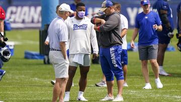 Joe Judge, head coach de New York Giants, señala que la rehabilitación del corredor Saquon Barkley ha progresado y espera que entrene en la pretemporada.