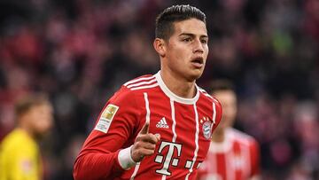 Munich (Germany), 31/03/2018.- Bayern's James Rodriguez celebrates after scoring the 2-0 lead during the German Bundesliga soccer match between Bayern Munich and Borussia Dortmund in Munich, Germany, 31 March 2018. (Rusia, Alemania) EFE/EPA/LUKAS BAR