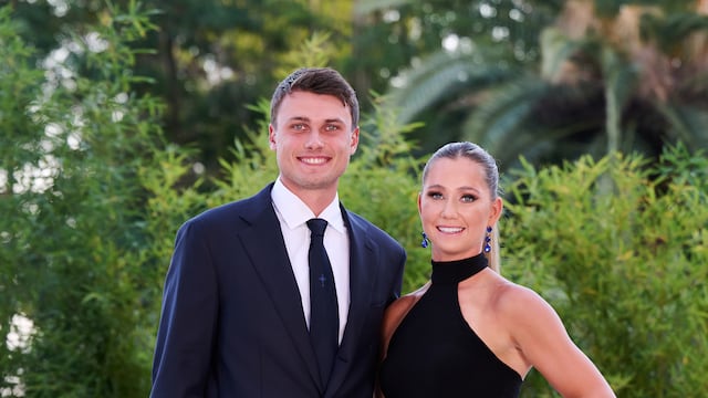 The rising golf star and former D1 tennis player have taken their college romance global.
