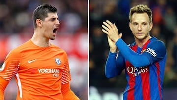 Imágenes de los futbolistas Thibaut Courtois e Ivan Rakitic.