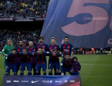 El once inicial del FC Barcelona.