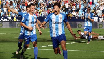 Gustavo Blanco Leschuk, celebrando su segundo gol al Albacete.