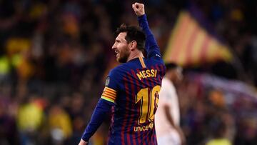 Messi celebra uno de sus dos goles en el Barcelona-Manchester United.