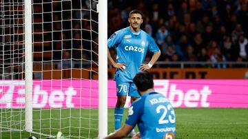 Soccer Football - Ligue 1 - FC Lorient v Olympique de Marseille - Stade du Moustoir, Lorient, France - April 9, 2023 Olympique de Marseille's Alexis Sanchez looks on REUTERS/Stephane Mahe