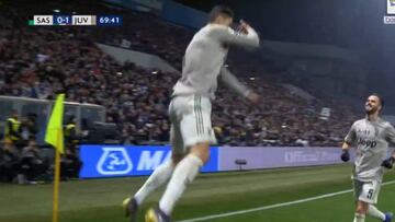 El portentoso salto de cabeza de Cristiano en el 0-2... con mensaje especial a Dybala