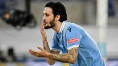 ROME, ITALY - JANUARY 15: Luis Alberto of SS Lazio celebrates a second goal during the Serie A match between SS Lazio and AS Roma at Stadio Olimpico on January 15, 2021 in Rome, Italy.  (Photo by Marco Rosi - SS Lazio/Getty Images)