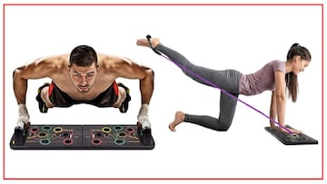 Entrena con esta tabla de ejercicios 13 en 1 que incluye dos bandas de resistencia