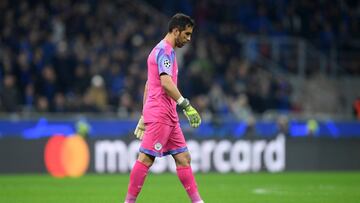 Soccer Football - Champions League - Group C - Atalanta v Manchester City - San Siro, Milan, Italy - November 6, 2019 Manchester City's Claudio Bravo reacts after he is sent off REUTERS/Daniele Mascolo