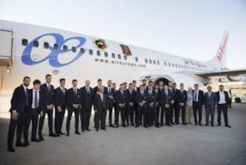 The Spain squad arrive for Euro 2016