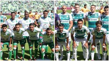El equipo 'lagunero' no pudo mostrar por completo su uniforme conmemorativo ya que se confundía con el de León.