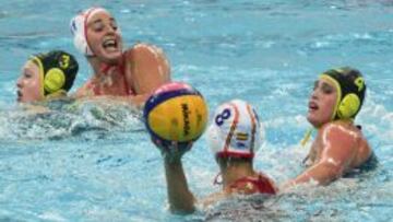 Selecci&oacute;n femenina de Waterpolo en el partido ante Rusia.
  