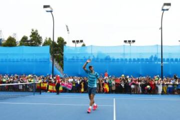 Rafa Nadal, aclamado durante un entrenamiento.