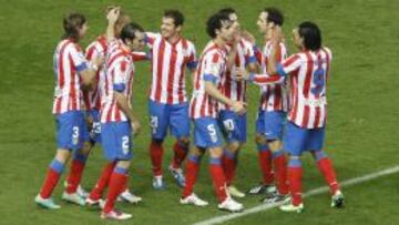 ALEGRÍA. Los jugadores del Atlético quieren seguir dando alegrías a su afición también en la Copa.