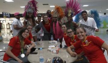 Algunas jugadoras de la selecci¨®n de baloncesto femenino.