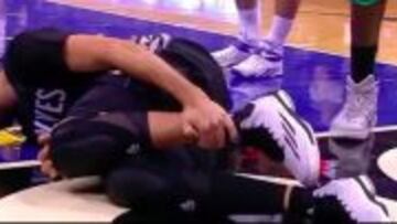 Ricky Rubio momentos después de lesionarse.