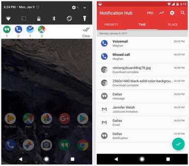 Organiza las notificaciones de Android Nougat con Notification Hub