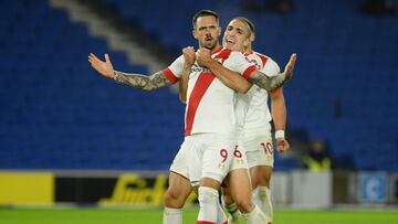 Soccer Football - Premier League - Brighton & Hove Albion v Southampton - The American Express Community Stadium, Brighton, Britain - December 7, 2020 Southampton's Danny Ings celebrates scoring their second goal with Oriol Romeu Pool via REUTE