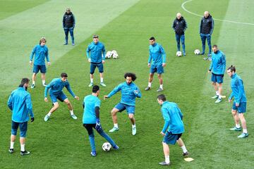 Rondo durante el entrenamiento del Real Madrid. 