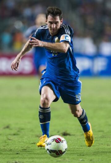 Messi durante el partido amistoso ante Hong Kong