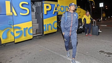 Boateng, ayer en la llegada de Las Palmas a Madrid.