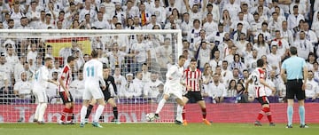 18/04/18 - El 18 de abril del 2018 Cristiano anotó un gol de tacón ante el club bilbaíno para empatar el gol que había anotado anteriormente Iñaki Williams.