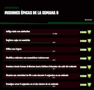 Fortnite Temporada 6: misiones &eacute;picas de la Semana 5