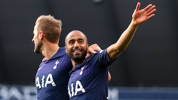 Lucas Moura celebra el 2-2 en el Manchester City-Tottenham.