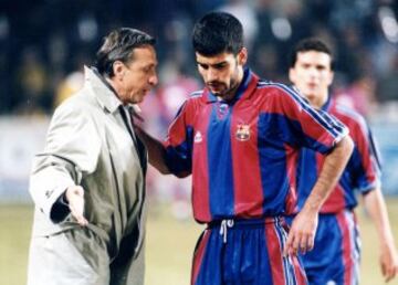 Cruyff con Guardiola. 