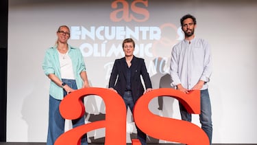 Amaya Valdemoro, Elisa Aguilar y Javier Beirán, durante el Encuentro Olímpico de AS decicado al baloncesto.