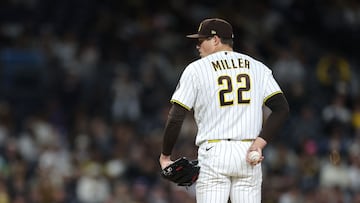 SAN DIEGO, CALIFORNIA - APRIL 14: Mason Miller #22 of the San Diego Padres pitches during a game against the Seattle Mariners at Petco Park on April 14, 2026 in San Diego, California. Sean M. Haffey/Getty Images/AFP (Photo by Sean M. Haffey / GETTY IMAGES NORTH AMERICA / Getty Images via AFP)