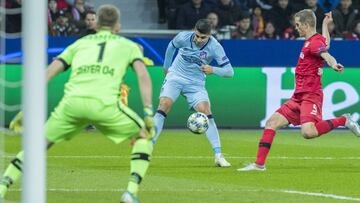 Morata chuta cruzado en el Leverkusen-Atlético