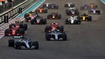 Salida del GP de Abu Dhabi de F1 2018. 