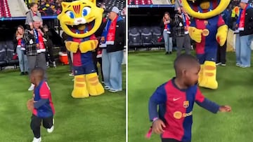 Lamine Yamal’s little brother steals hearts in viral video running from Barça mascot