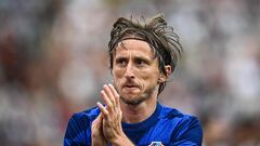 Croatia�s midfielder #10 Luka Modric applauds during the international friendly football match between Portugal and Croatia at Jamor stadium in Oeiras on June 8, 2024. (Photo by PATRICIA DE MELO MOREIRA / AFP)