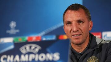 Brendan Rodgers manager of Celtic speaks during a Celtic press conference on the eve of their UEFA Champions League match against Barcelona at Celtic Park on November 22, 2016 in Glasgow, Scotland.