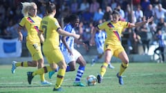 El Barcelona Femenino, el pasado domingo en el campo del Sporting de Huelva.