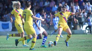 El Barcelona Femenino, el pasado domingo en el campo del Sporting de Huelva.