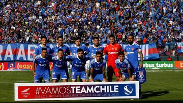 Futbol, Universidad de Chile vs Universidad Catolica.
Cuartos de final, Copa Chile 2022.
El equipo de Universidad de Chile es fotografiado durante el partido de ida de los cuartos de final de la Copa Chile contra Universidad Catolica disputado en el estadio Santa Laura de Santiago, Chile.
25/09/2022
Andres Pina/Photosport
Football, Universidad de Chile vs Universidad Catolica.
2022 Copa Chile Championship Round of eight.
Universidad de Chile's team are pictured during the first leg match of the Copa Chile Championship quarterfinals against Universidad Catolica held at the Santa Laura stadium in Santiago, Chile.
25/09/2022
Andres Pina/Photosport