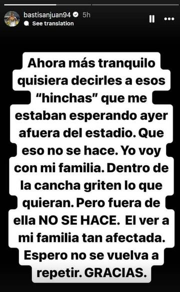 Rangers vive un duro momento luego de sumar tres fechas sin ganar en la B. Bastián San Juan denunció a algunos hinchas.