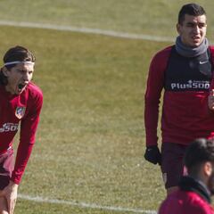 Simeone ensayó penaltis justo al final del entrenamiento