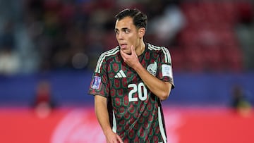 Hugo Camberos of Mexico during FIFA U-20 Mens World Cup Chile 2025 match between Mexico (Mexican National Team ) and Argentina as part Quarter-final at Nacional Julio Martinez Pradanos Stadium, on October 11, 2025 in Santiago, Chile.