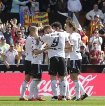 Alegría de los jugadors del Valencia