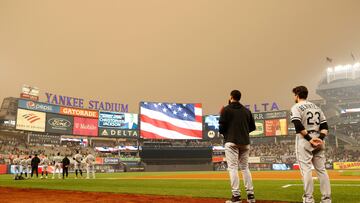 NEW YORK, NEW YORK - JUNE 06: The Chicago White Sox stand for the national anthem prior to the the first inning against the New York Yankees at Yankee Stadium on June 06, 2023 in the Bronx borough of New York City.   Sarah Stier/Getty Images/AFP (Photo by Sarah Stier / GETTY IMAGES NORTH AMERICA / Getty Images via AFP)