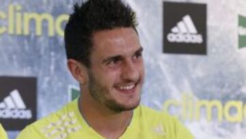 El futbolista del Atlético de Madrid Koke Resurrección, durante una acto publicitario hoy en Madrid para presentar la tecnología revolucionaria Climachill.