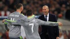 Ramos y Cristiano celebran el primer gol del Madrid en Roma.