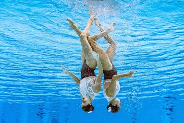 El duó español, con una puntuación de 88.667 puntos se sitúa en la posición número tres a la espera de resultados en la final de natación artística.