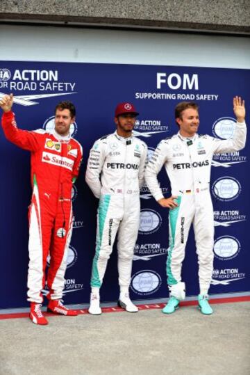 Lewis Hamilton, Nico Rosberg y Sebastian Vettel.