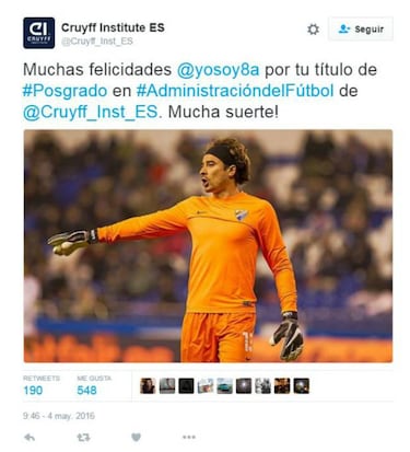 Guillermo Ochoa con Posgrado en el Instituto Johan Cruyff
