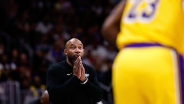 Apr 29, 2024; Denver, Colorado, USA; Los Angeles Lakers head coach Darvin Ham in the third quarter against the Denver Nuggets during game five of the first round for the 2024 NBA playoffs at Ball Arena. Mandatory Credit: Isaiah J. Downing-USA TODAY Sports