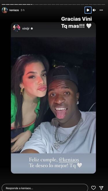 El mensaje de cumpleaños de Vinicius a una cantante con “te quiero” incluido